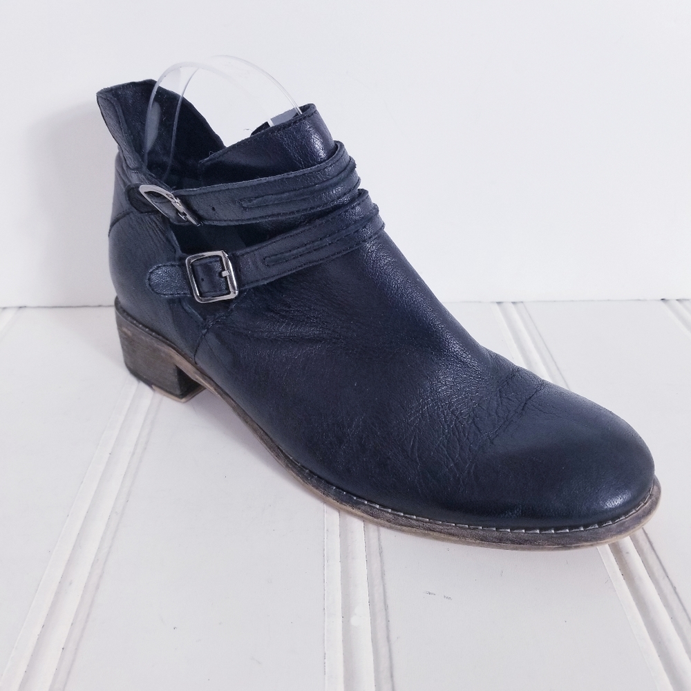 Diba Navy Ankle Boots with Buckle Detail